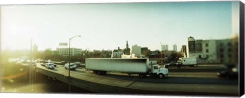 Framed Traffic on an overpass, Brooklyn-Queens Expressway, Brooklyn, New York City, New York State, USA Print