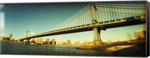 Framed Brooklyn Bridge In Front of Manhattan Print