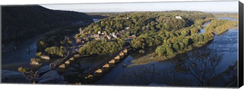 Framed High angle view of a town, Harpers Ferry, Jefferson County, West Virginia, USA Print