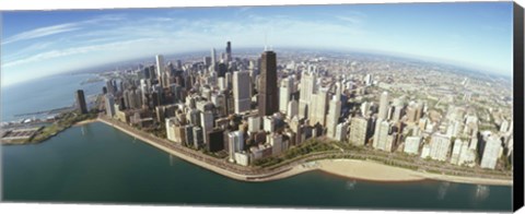 Framed Aerial view of Chicago from the lake, Cook County, Illinois, USA 2010 Print