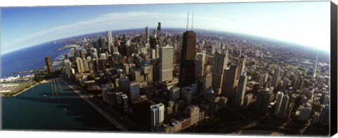 Framed Aerial view of Chicago and lake, Cook County, Illinois, USA 2010 Print