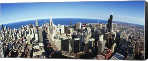 Framed Aerial view of Chicago with the lake in the background, Cook County, Illinois, USA 2010 Print