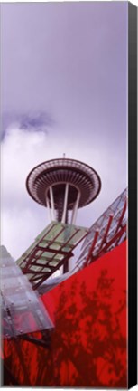 Framed Low angle view of a tower (vertical), Space Needle, Seattle, Washington State Print