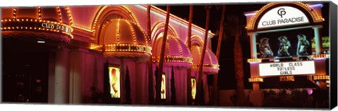 Framed Strip club lit up at night, Las Vegas, Nevada Print