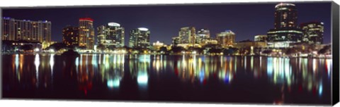 Framed Buildings at night, Lake Eola, Orlando, Florida Print