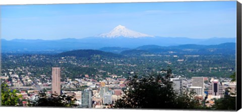 Framed High angle view of a city, Mt Hood, Portland, Oregon, USA 2010 Print