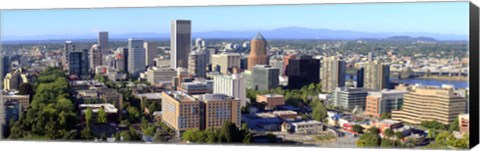 Framed High angle view of a cityscape, Portland, Multnomah County, Oregon Print