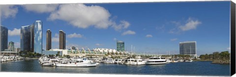 Framed Buildings in a city, San Diego Convention Center, San Diego, Marina District, San Diego County, California, USA Print