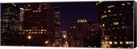 Framed Buildings lit up at night, City of Los Angeles, California Print