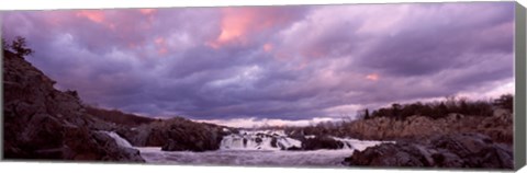 Framed Water falling into a river, Great Falls National Park, Potomac River, Washington DC, Virginia, USA Print