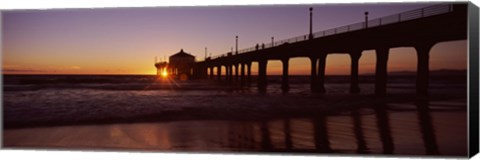 Framed Manhattan Beach Pier with Pink Sky, California Print