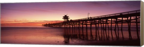 Framed San Clemente Pier at dusk, Los Angeles County, California Print