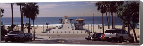 Framed Pier over an ocean, Manhattan Beach Pier, Manhattan Beach, Los Angeles County, California, USA Print