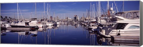 Framed Sailboats at a harbor, Long Beach, Los Angeles County, California, USA Print