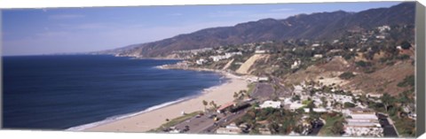 Framed High angle view of a beach, Highway 101, Malibu Beach, Malibu, Los Angeles County, California, USA Print