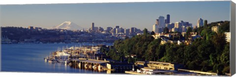 Framed Buildings at the waterfront, Lake Union, Seattle, Washington State, USA 2010 Print