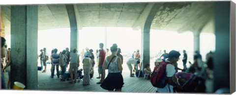 Framed Tourists on a boardwalk, Coney Island, Brooklyn, New York City, New York State, USA Print