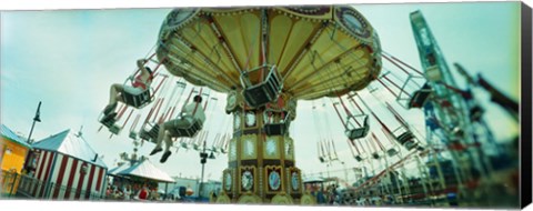 Framed Tourists riding on an amusement park ride, Lynn&#39;s Trapeze, Luna Park, Coney Island, Brooklyn, New York City, New York State, USA Print