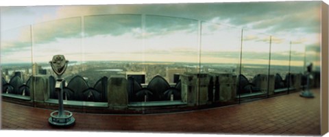 Framed Coin-operated binoculars on the top of a building, Rockefeller Center, Manhattan, New York Print