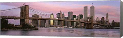 Framed Bridge across a river, Brooklyn Bridge, Manhattan, New York City, New York State, USA Print