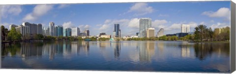 Framed Reflection of buildings in a lake, Lake Eola, Orlando, Orange County, Florida, USA 2010 Print