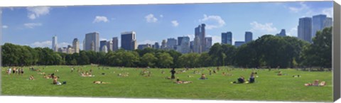 Framed Tourists resting in a park, Sheep Meadow, Central Park, Manhattan, New York City, New York State, USA Print