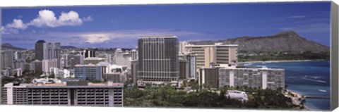 Framed Honolulu Buildings, Oahu, Honolulu County, Hawaii Print