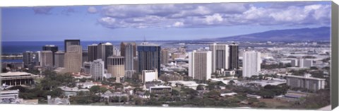 Framed High angle view of a city, Honolulu, Oahu, Honolulu County, Hawaii, USA 2010 Print