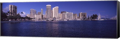 Framed Skyscrapers at the waterfront, Honolulu, Hawaii, USA Print