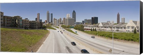 Framed Vehicles moving on the road leading towards the city, Atlanta, Georgia, USA Print