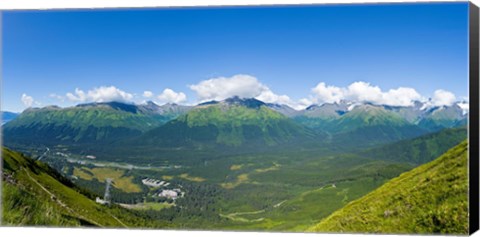 Framed Aerial view of a ski resort, Alyeska Resort, Girdwood, Chugach Mountains, Anchorage, Alaska, USA Print