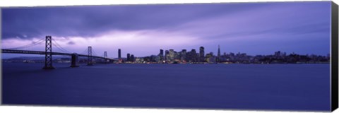Framed Bay Bridge with Purple Sky, San Francisco Bay, California Print