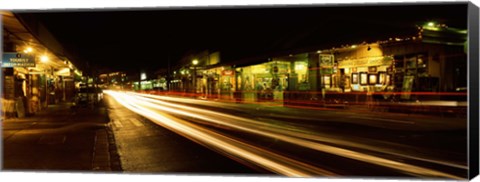 Framed Streaks of lights on the road in a city at night, Lahaina, Maui, Hawaii, USA Print