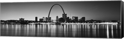 Framed Black and white view of St. Louis, Missouri Print