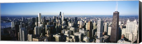 Framed Skyscrapers in a city, Hancock Building, Lake Michigan, Chicago, Cook County, Illinois, USA 2011 Print