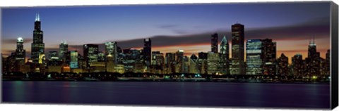 Framed Buildings at the Waterfront, Lake Michigan at Night, Chicago, Illinois, USA 2011 Print