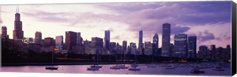 Framed Buildings at the Waterfront, Lake Michigan, Chicago (purple) Print