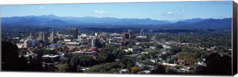 Framed Aerial view of a city, Asheville, Buncombe County, North Carolina, USA 2011 Print