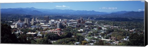 Framed Aerial view of a city, Asheville, Buncombe County, North Carolina, USA Print