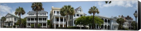 Framed Low angle view of houses along a street, Battery Street, Charleston, South Carolina Print