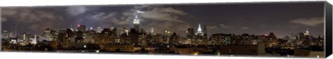 Framed Buildings lit up at night, Empire State Building, Manhattan, New York City, New York State, USA 2009 Print