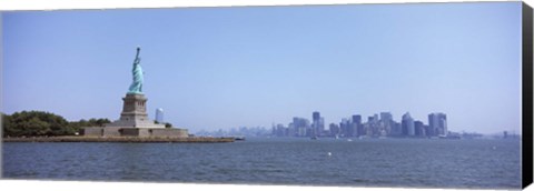 Framed Statue Of Liberty with Manhattan skyline in the background, Liberty Island, New York City, New York State, USA 2011 Print