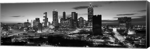 Framed Atlanta skyline in black and white, Georgia, USA Print