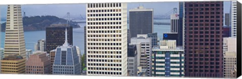 Framed Skyscrapers in the financial district with the bay bridge in the background, San Francisco, California, USA 2011 Print