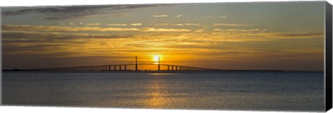 Framed Sunrise over Sunshine Skyway Bridge, Tampa Bay, Florida, USA Print