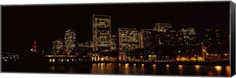 Framed Buildings at the waterfront lit up at night, San Francisco Print