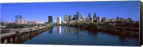 Framed Buildings at the waterfront, Philadelphia, Schuylkill River, Pennsylvania, USA Print