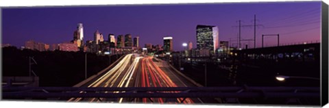 Framed Light streaks of vehicles on highway at dusk, Philadelphia, Pennsylvania, USA Print