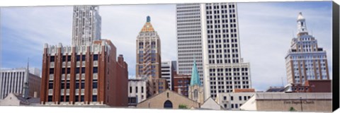 Framed Low angle view of downtown skyline, Tulsa, Oklahoma Print