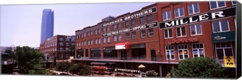 Framed Bricktown Mercantile building along the Bricktown Canal with Devon Tower in background, Bricktown, Oklahoma City, Oklahoma Print